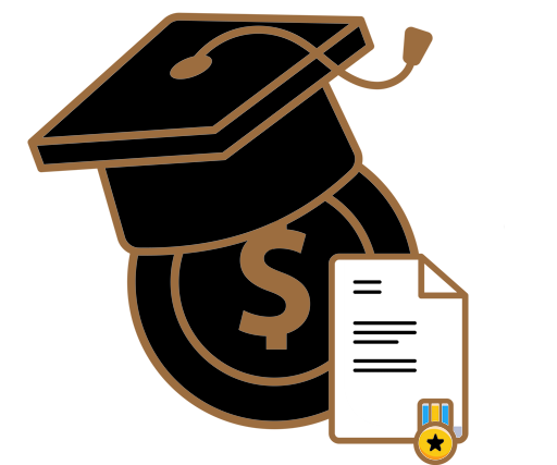 Graduation cap with dollar sign icon for College Funding service.